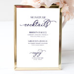 Signature Cocktails Chic Navy Blue Script Poster<br><div class="desc">Signature Cocktails Chic Navy Blue Script Poster</div>