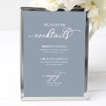 Signature Cocktails Chic Script Dusty Blue Sign<br><div class="desc">Signature Cocktails Chic Script Dusty Blue Sign</div>