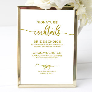 Signature Cocktails Elegant Gold Wedding Sign