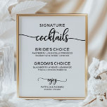 Signature Cocktails Elegant Script Wedding Sign<br><div class="desc">This stunning calligraphy wedding suite exudes a modern, bold, and timeless design. Our comprehensive collection provides everything you need to create a cohesive and chic atmosphere, including matching menu cards, personalised napkins, striking signs, favours, and much more. Don't hesitate to reach out via chat for personalised assistance or to discover...</div>