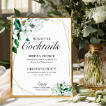 Signature Cocktails Floral Geometry Greenery Poster<br><div class="desc">Get ready to be captivated by our stunning gold greenery wedding suite! This exquisite design features an elegant geometric frame beautifully decorated with delicate greenery leaves and floral illustrations. With its modern, chic calligraphy, it's the ideal touch for your enchanting garden-themed wedding. If you have any special requests or need...</div>