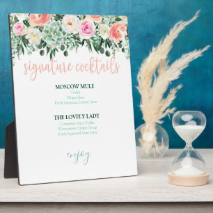 Signature Cocktails Sign - Succulents Wedding Plaque