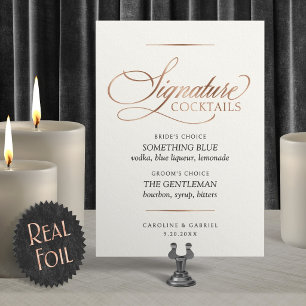 Signature Cocktails Wedding Foil Table Sign