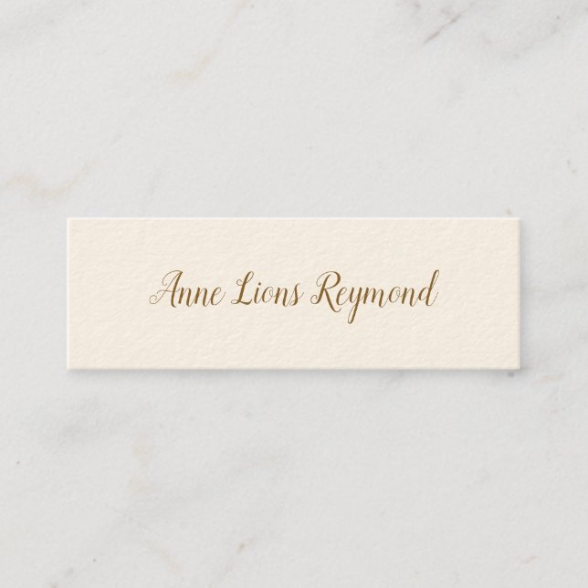 signature cream business card with script name (Front)