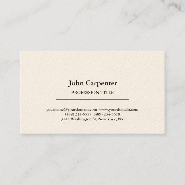 Signature Cream Elegant Plain Simple Minimalist Business Card (Front)