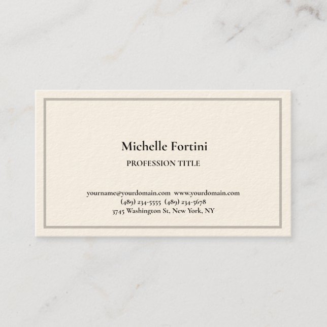 Signature Cream Elegant Plain Simple Minimalist Business Card (Front)