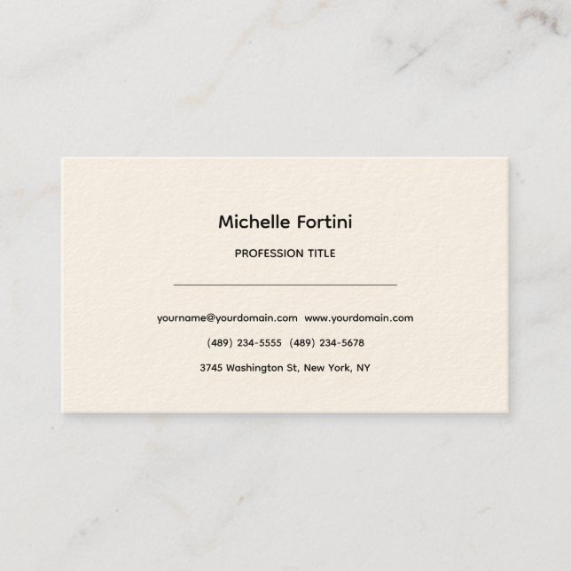Signature Cream Elegant Plain Simple Minimalist Business Card (Front)