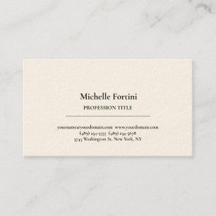 Signature Cream Elegant Plain Simple Minimalist Business Card