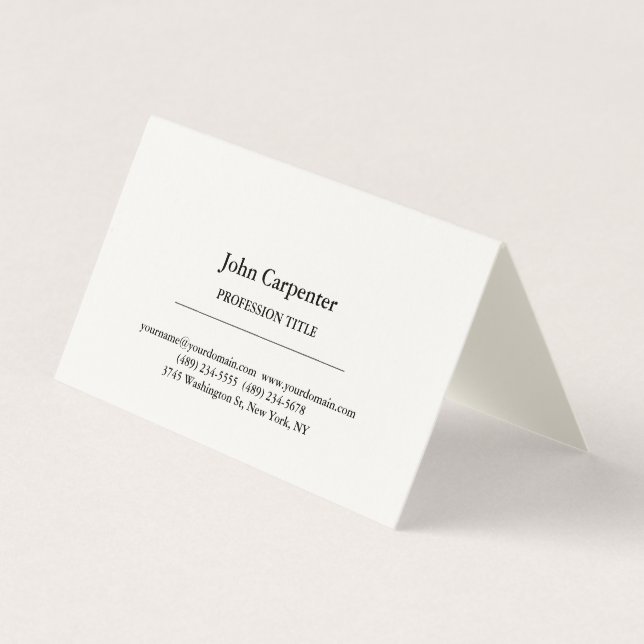Signature Cream Elegant Plain Simple Minimalist Business Card (Front)