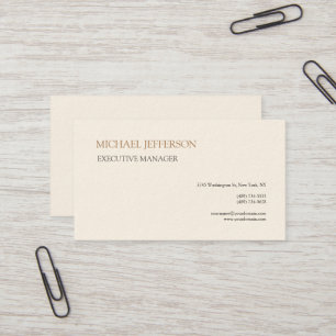 Signature Cream Modern Elegant Simple  Business Card
