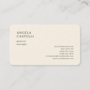 Signature Cream Trendy Modern Minimalist Plain Business Card
