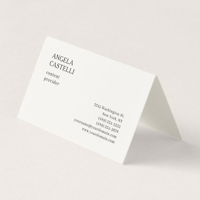 Signature Cream Trendy Modern Minimalist Plain Business Card (Front)