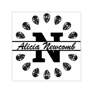 Signature, Diamonds and Monogram Self-inking Stamp