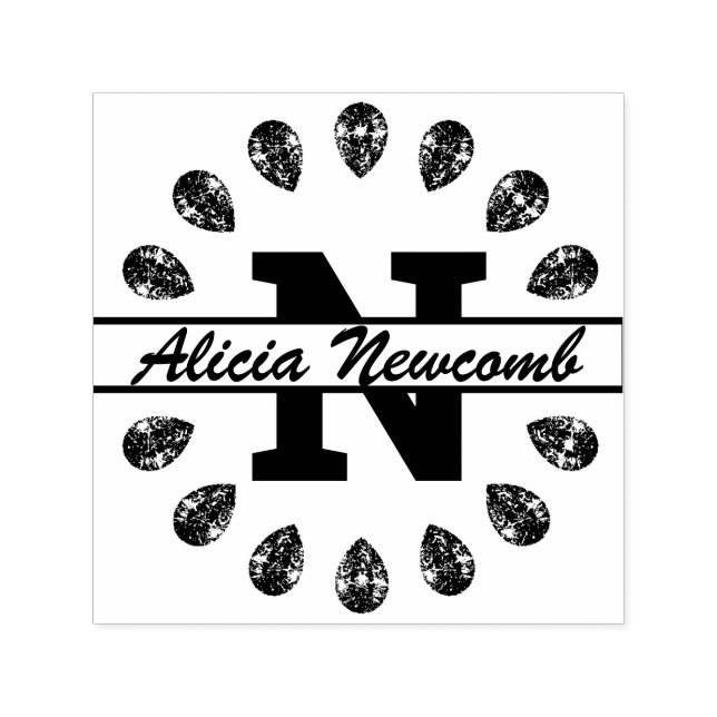 Signature, Diamonds and Monogram Self-inking Stamp (Design)