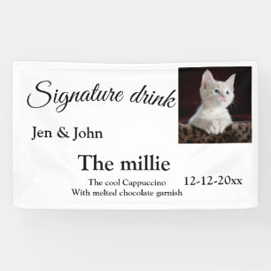 Signature drink add pet photo name date year text banner