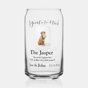 Signature drink add pet photo name date year text can glass