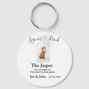 Signature drink add pet photo name date year text key ring