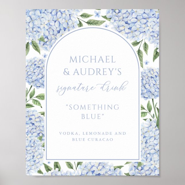 Signature Drink Blue Hydrangea Arch Bar Sign (Front)