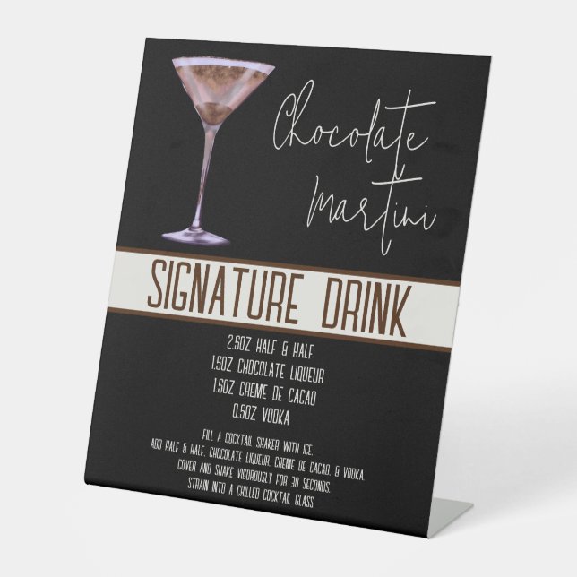 Signature Drink, Chocolate Martini, Party Menu, Pedestal Sign (Front)