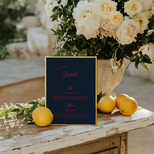 Signature Drink Deep Blue Black & Red Wedding Menu (Signature Drink Deep Blue Black & Red Wedding Menu)