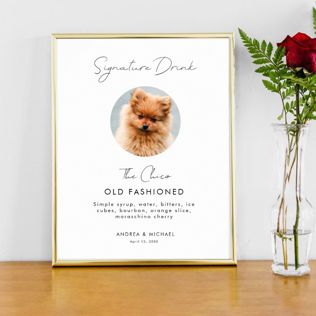 Signature Drink Menu Pet Dog Photo Wedding Sign (Creator Uploaded)