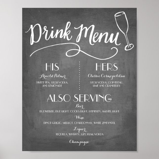 Signature Drink Menu | Wedding Decor (Front)
