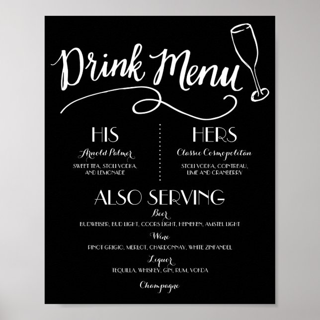 Signature Drink Menu | Wedding Decor (Front)