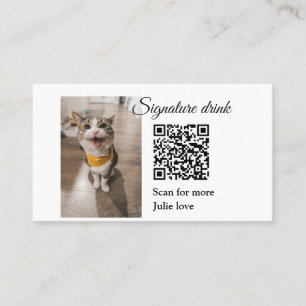 Signature drink scan QR code add pet photo name Business Card