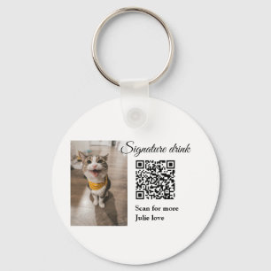 Signature drink scan QR code add pet photo name Key Ring