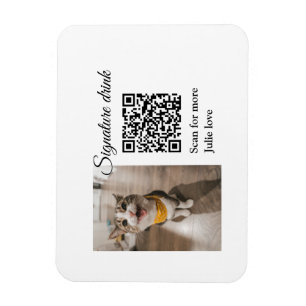 Signature drink scan QR code add pet photo name Magnet