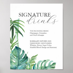 Signature Drinks 8x10 Tropical Wedding Sign
