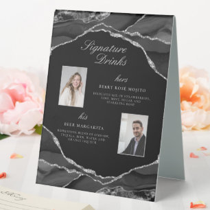 Signature Drinks Black Silver Agate Wedding Photos