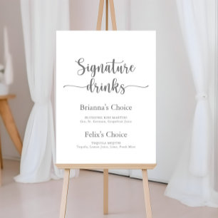 Signature Drinks Calligraphy Silver Sign