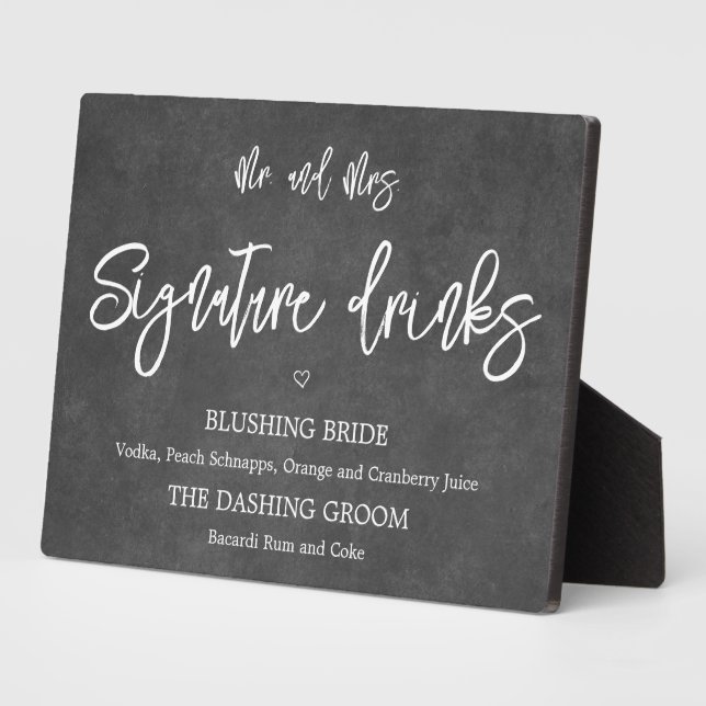 Signature drinks chalkboard  sign Tabletop Plaque  (Side)