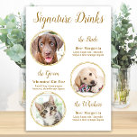 Signature Drinks Elegant Gold Pet Wedding 3 Photos Poster<br><div class="desc">Signature Cocktails by from your pets! Include your best dog, best cat and any pet in your wedding with his own signature drink bar for your guests. Perfect for dog lovers, and a special dog bar will be a hit at your wedding. Elegant gold script and picture templates. Customise this...</div>