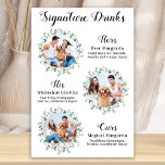 Signature Drinks Elegant Pet Wedding 3 Photos Poster<br><div class="desc">Signature Drinks by from your pets! Include your best dog, best cat and any pet in your wedding with his own signature drink bar for your guests. Perfect for dog lovers, and a special dog bar will be a hit at your wedding. Simple yet elegant white with eucalyptus leaves. Our...</div>