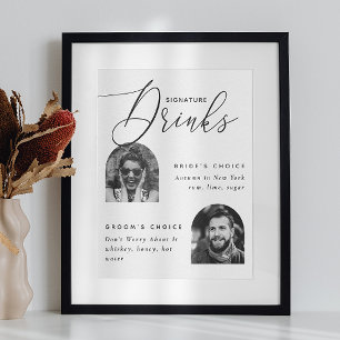Signature drinks. Elegant script photo wedding Poster