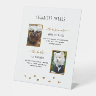 Signature Drinks Gold Pet Wedding Photo Pedestal Sign