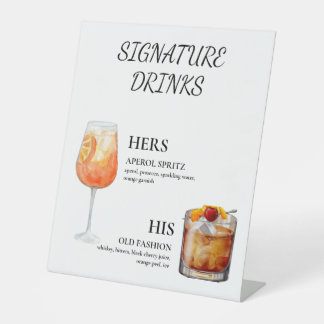 Signature Drinks His Hers Aperol Spritz Rum&Coke Pedestal Sign