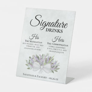Signature Drinks Lavender & Eucalyptus Wedding Pedestal Sign