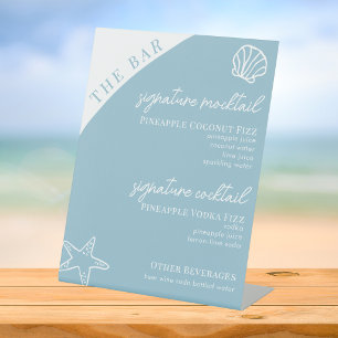 Signature Drinks Menu Editable Beach Bar Tabletop Pedestal Sign