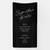 Signature Drinks Minimalist Black & White Bar Menu