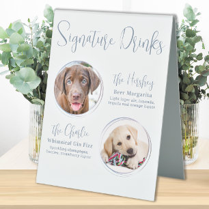 Signature Drinks Modern Dusty Blue Pet Wedding 