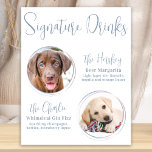 Signature Drinks Modern Dusty Blue Pet Wedding Poster<br><div class="desc">Signature Cocktails by from your pets! Include your best dog, best cat and any pet in your wedding with his own signature drink bar for your guests. Perfect for dog lovers, and a special dog bar will be a hit at your wedding. Elegant dusty blue script and picture templates. Customise...</div>