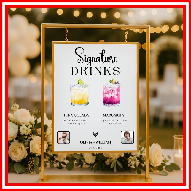 Signature Drinks Photo Wedding Bar Sign Elegant (Creator Uploaded)
