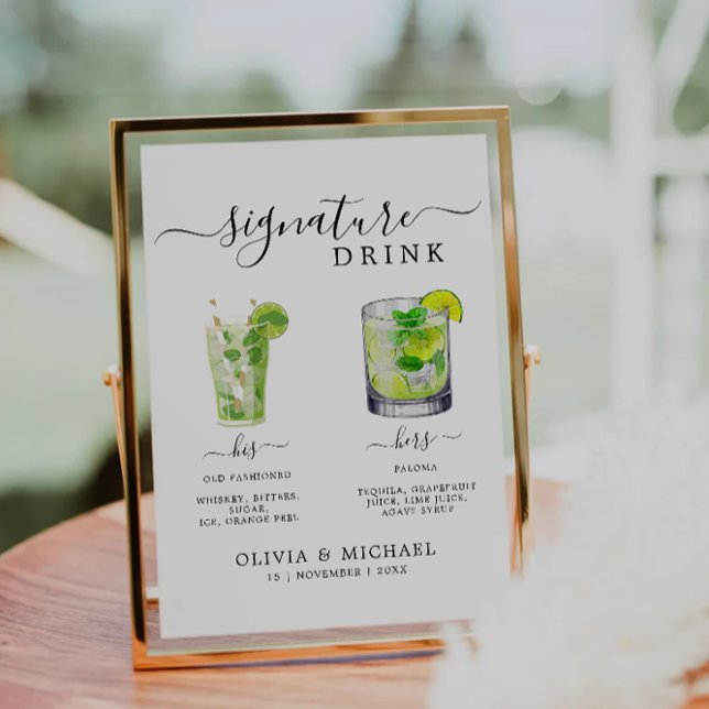 Signature Drinks Sign Template, Signature Cocktail Invitation (Signature Drinks Sign Template, Signature Cocktail Invitation)
