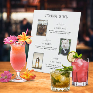 Signature Drinks Silver Personalised Wedding Photo Pedestal Sign