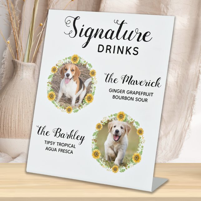 Signature Drinks Sunflower Pet Wedding Photo Pedes Pedestal Sign (Creator Uploaded)