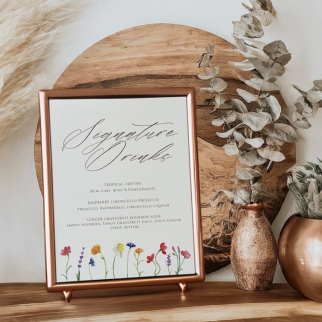 Signature Drinks Vibrant Wildflower Wedding Poster (Creator Uploaded)