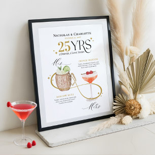 Signature Drinks Wedding Anniversary Cocktail Menu Poster